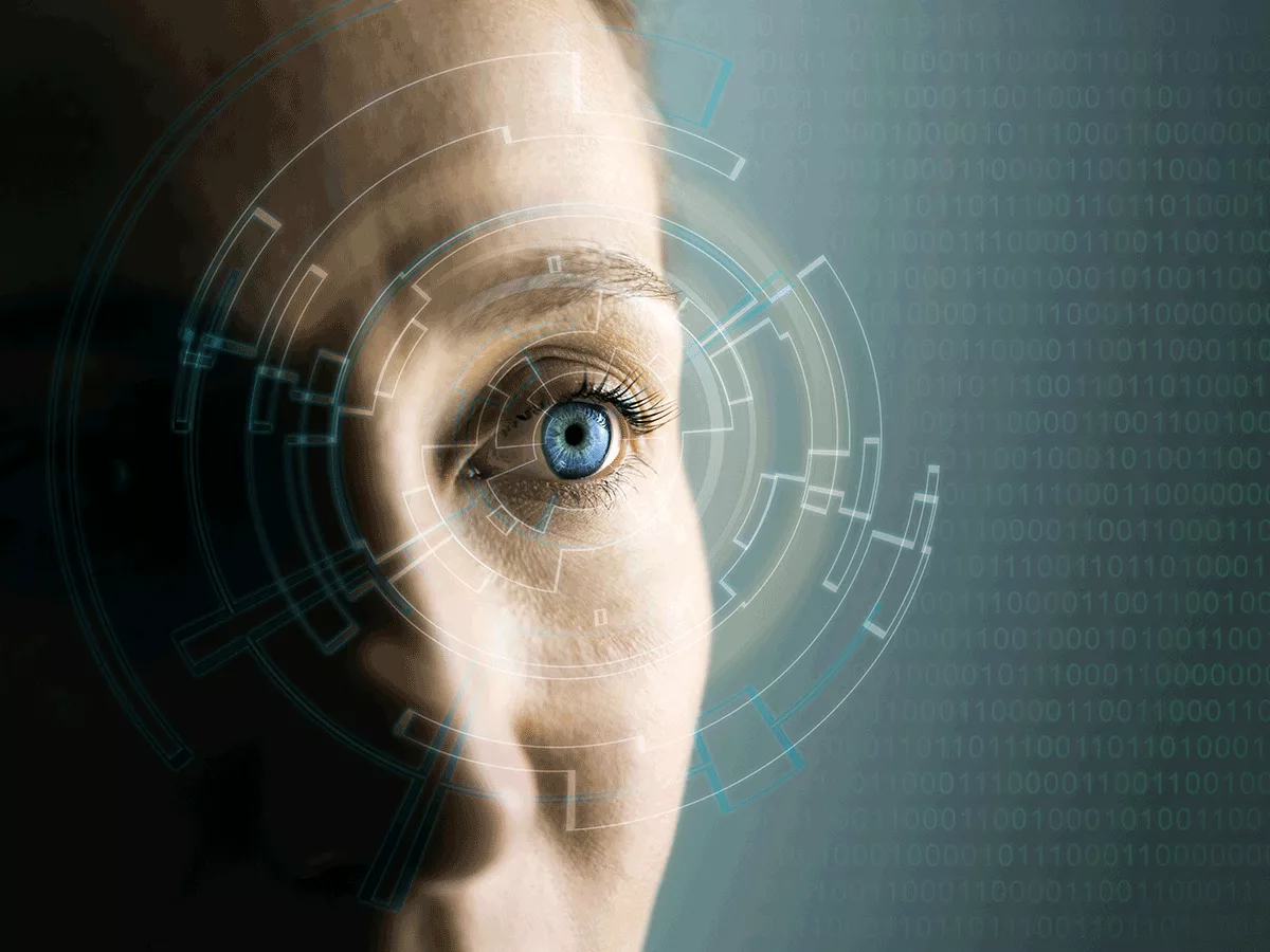 Face with digital focus on eye Face with digital focus on eye