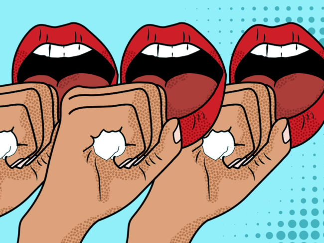 Illustration of mouths coughing into hands