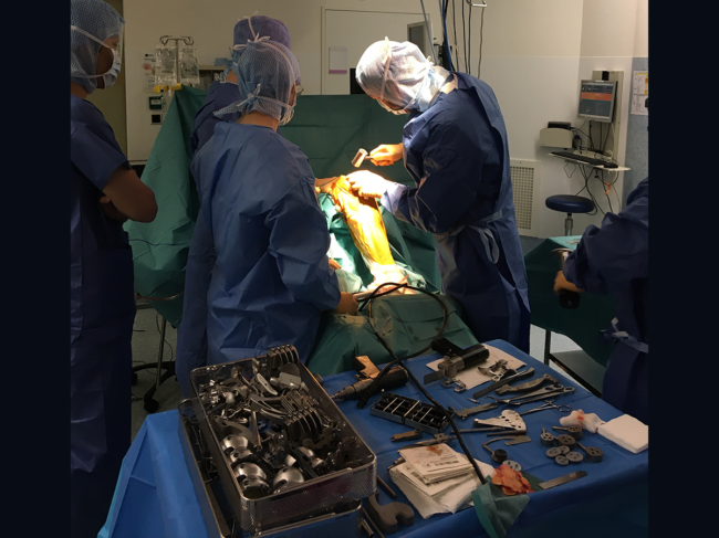 Surgical team, instruments in operation room