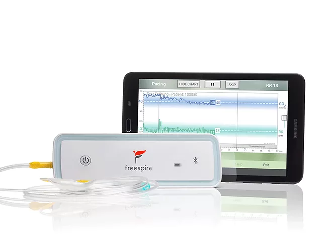 Freespira tablet, sensor and app