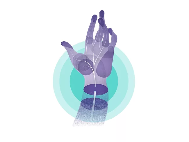 Illustration of nerves in hand