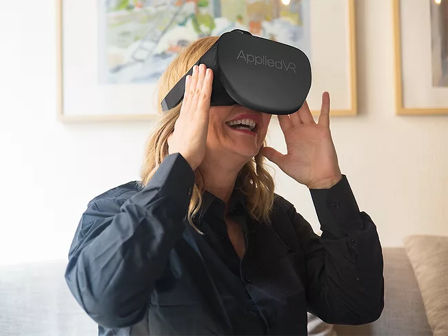 Woman wearing VR headset