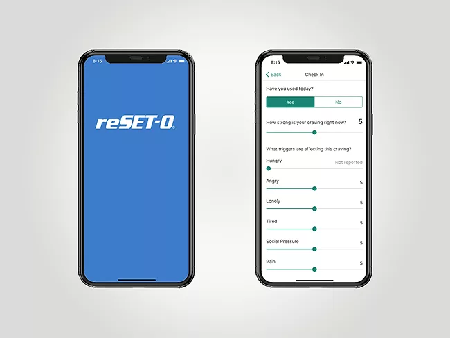 Screen views of Reset-O on smartphones