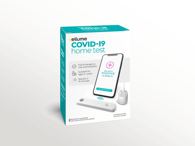 Ellume COVID-19 Home Test packaging 