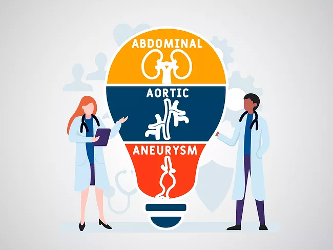Abdominal aortic aneurysm, medical concept illustration
