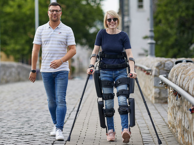 A patient with ReWalk Robotics exoskeleton