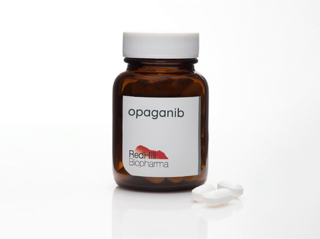 Opaganib bottle and tablets
