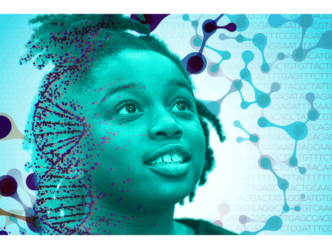 Child, DNA, genomics illustration