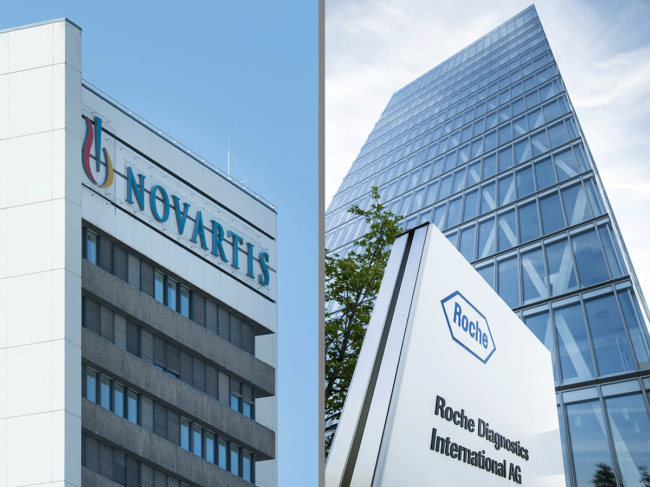 Novartis and Roche buildings