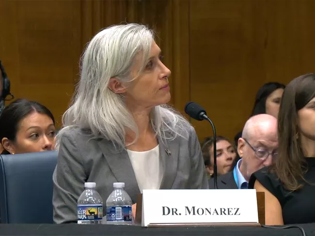 Susan Monarez speaks at Senate HELP hearing