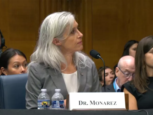 Susan Monarez speaks at Senate HELP hearing