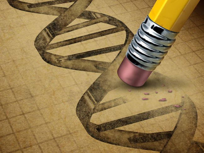 Illustration of pencil erasing DNA helix