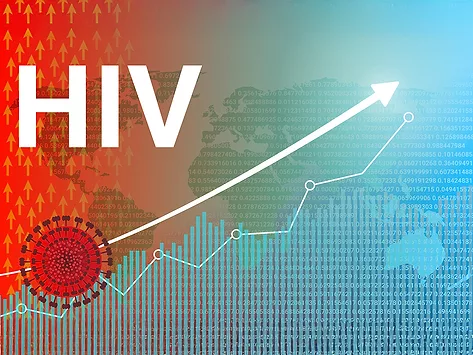 HIV with graphs, numbers and map