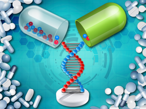 DNA, drug development concept art.