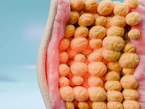 Illustration of adipose tissue under the skin