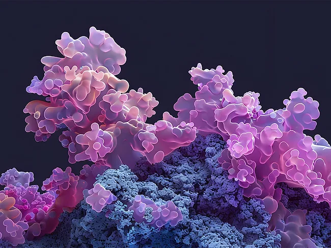 AI-generated visualization of prion protein clusters