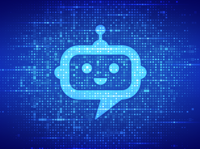 Chatbot icon made with binary code.