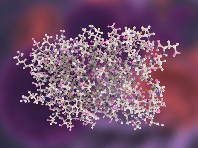 3D illustration of interferon-alpha molecular structure