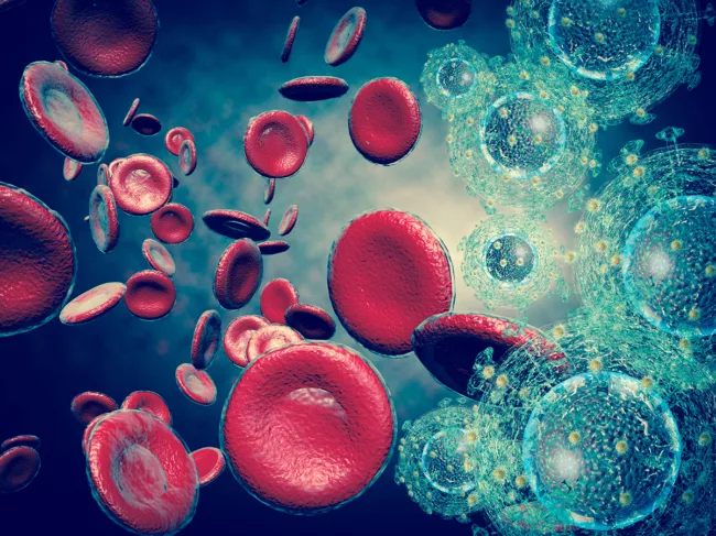Illustration of HIV/AIDS virus in the bloodstream