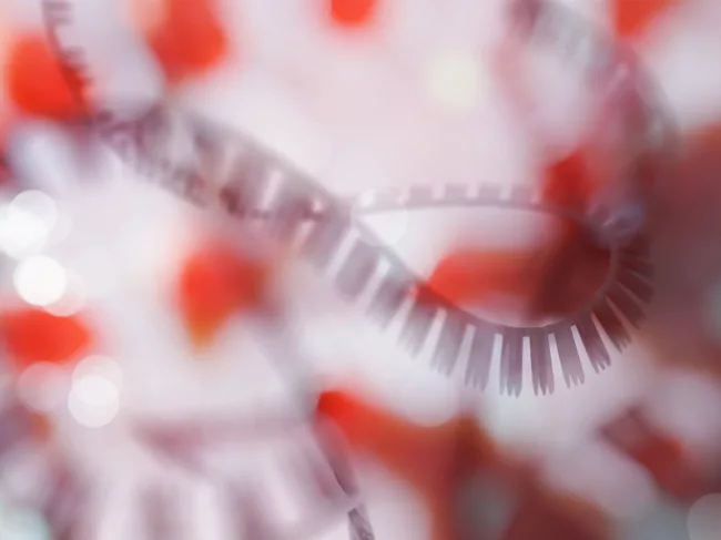 Illustration of RNA strands in red and white