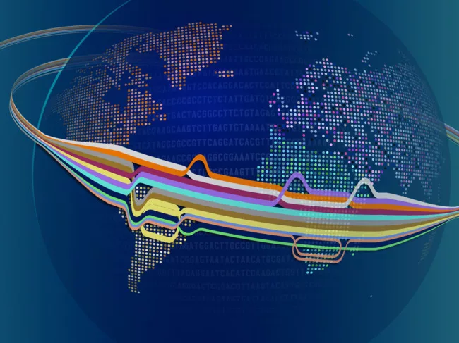 Art concept for pangenome wrapping around the globe