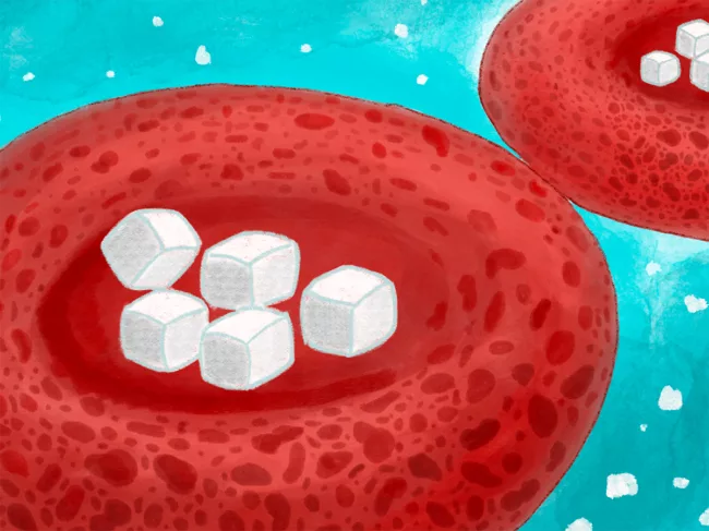 Red blood cells and glucose illustration
