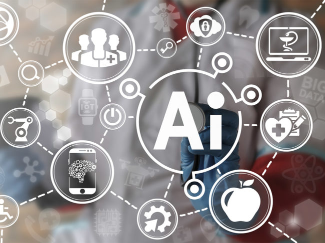 Artificial intelligence and digital health icons