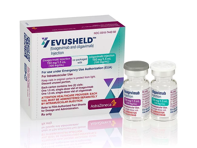 Evusheld carton and vials