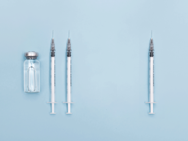 Vial and three syringes