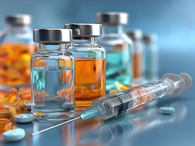 Vials, syringes, and pills