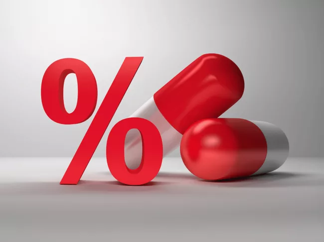 Pills and percentage sign