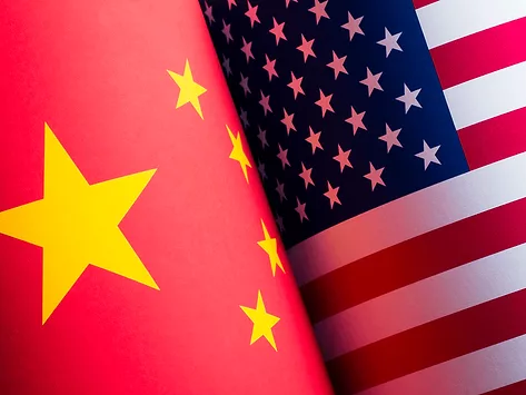 China and us flags