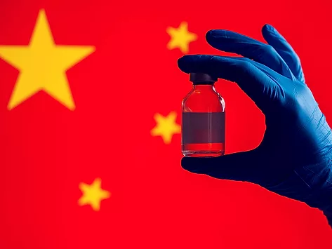 China flag and vial