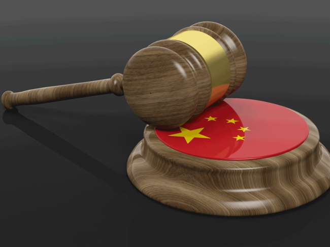 Gavel and block with Chinese flag
