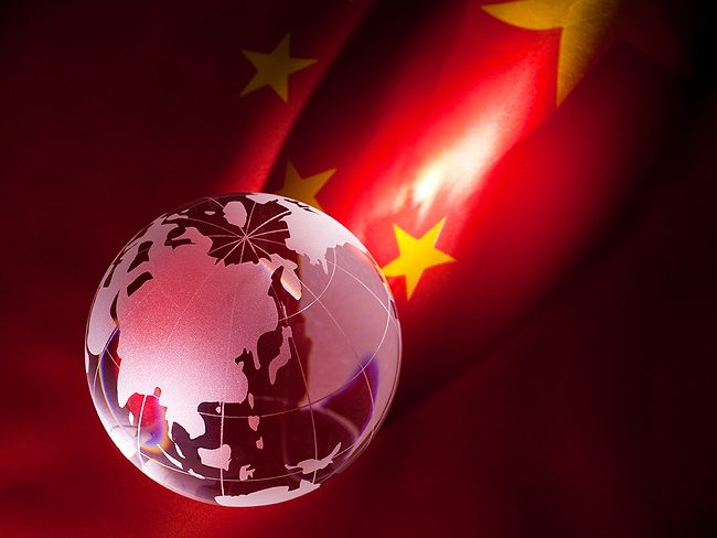 Globe and China flag