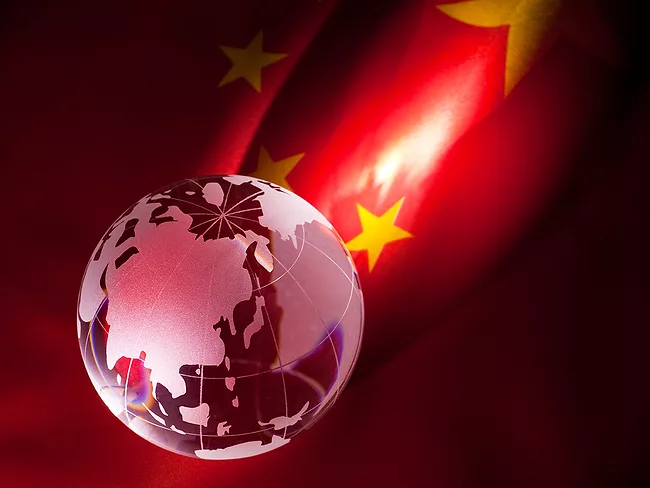 Globe and China flag