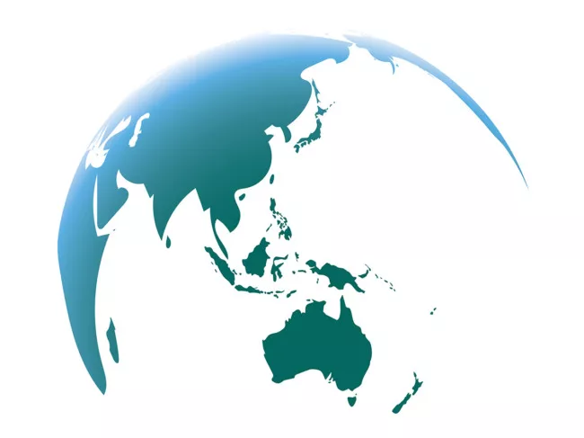 Globe isolated on white background with focus on Asia and Australia