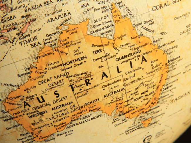Globe showing Australia