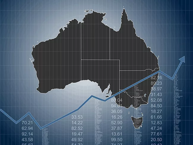 Map of Australia, stock chart