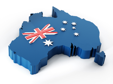 Australia map, flag