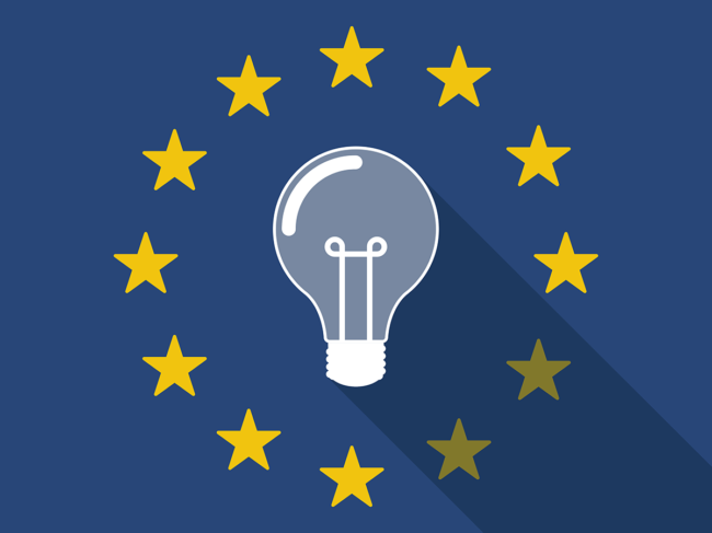 EU flag and light bulb 