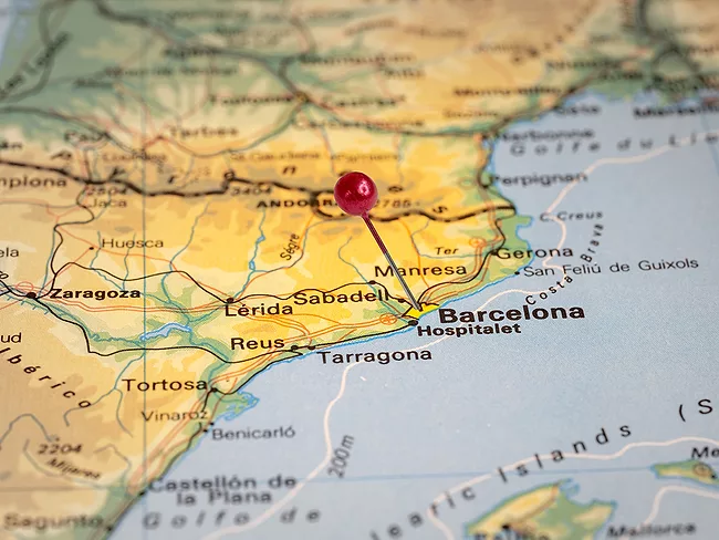 Map of Barcelona and Catalonia region of Spain