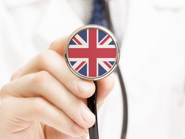 U.K. flag on stethoscope