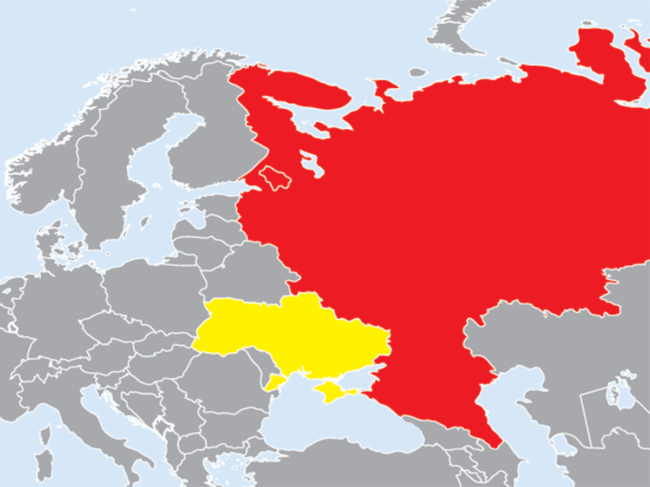 Map of Ukraine and Russia