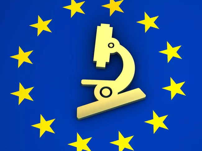 EU flag and microscope
