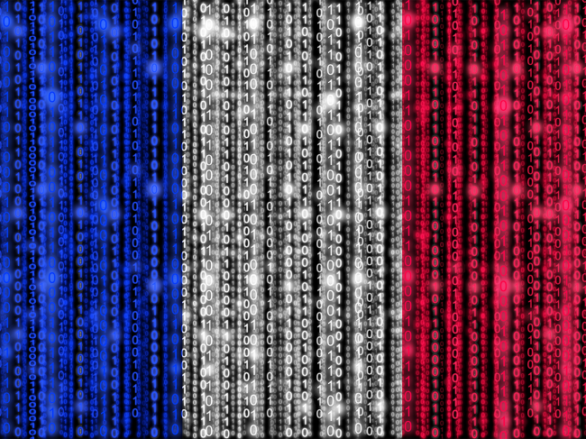 French flag composed of binary code