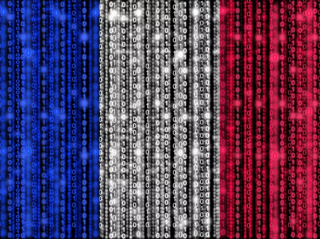 French flag composed of binary code