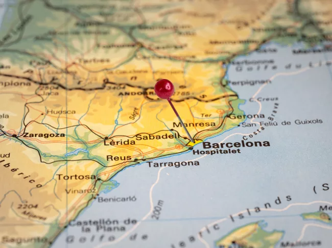 Map of Barcelona and Catalonia region of Spain