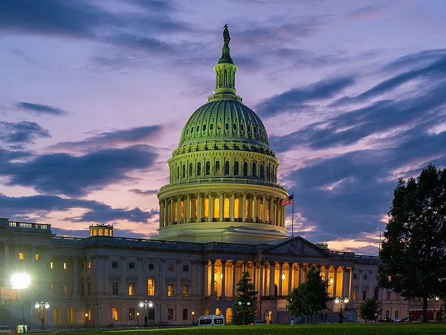 US Capitol at night