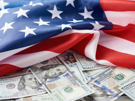U.S. flag and money